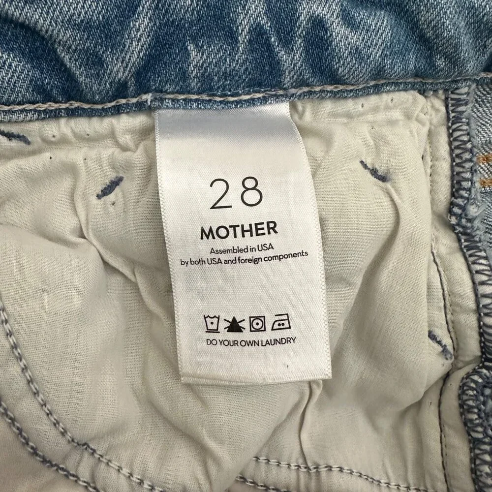 MOTHER The Patchwork Tomcat Ankle Raw Hem New Hobbies Blue 28 - Picture 6 of 16